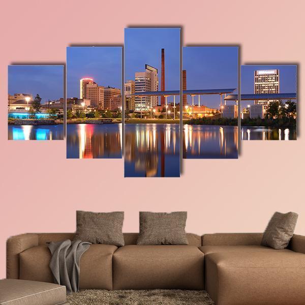Skyline Of Birmingham Alabama From Railroad Park Canvas Wall Art-5 Star-Gallery Wrap-62" x 32"-Tiaracle