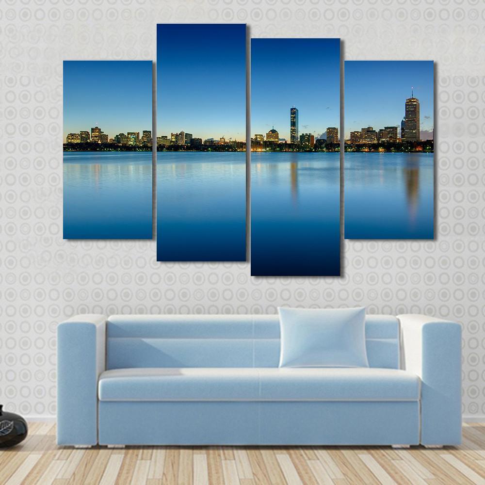 Skyline Of Boston's Back Bay Area Canvas Wall Art-4 Pop-Gallery Wrap-50" x 32"-Tiaracle
