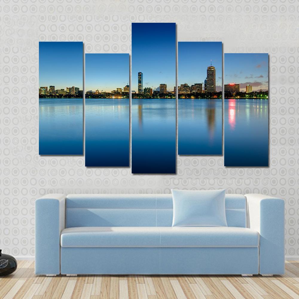 Skyline Of Boston's Back Bay Area Canvas Wall Art-5 Pop-Gallery Wrap-47" x 32"-Tiaracle