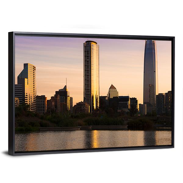 Skyline Of Buildings At Las Condes District Canvas Wall Art-3 Horizontal-Gallery Wrap-25" x 16"-Tiaracle