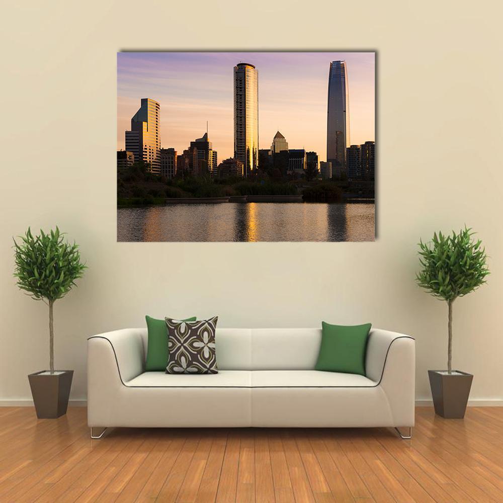 Skyline Of Buildings At Las Condes District Canvas Wall Art-4 Horizontal-Gallery Wrap-34" x 24"-Tiaracle