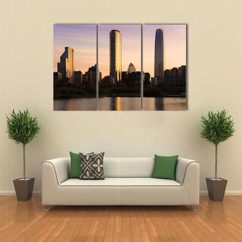 Skyline Of Buildings At Las Condes District Canvas Wall Art-3 Horizontal-Gallery Wrap-37" x 24"-Tiaracle