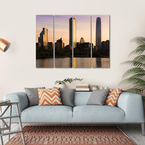 Skyline Of Buildings At Las Condes District Canvas Wall Art-4 Horizontal-Gallery Wrap-34" x 24"-Tiaracle