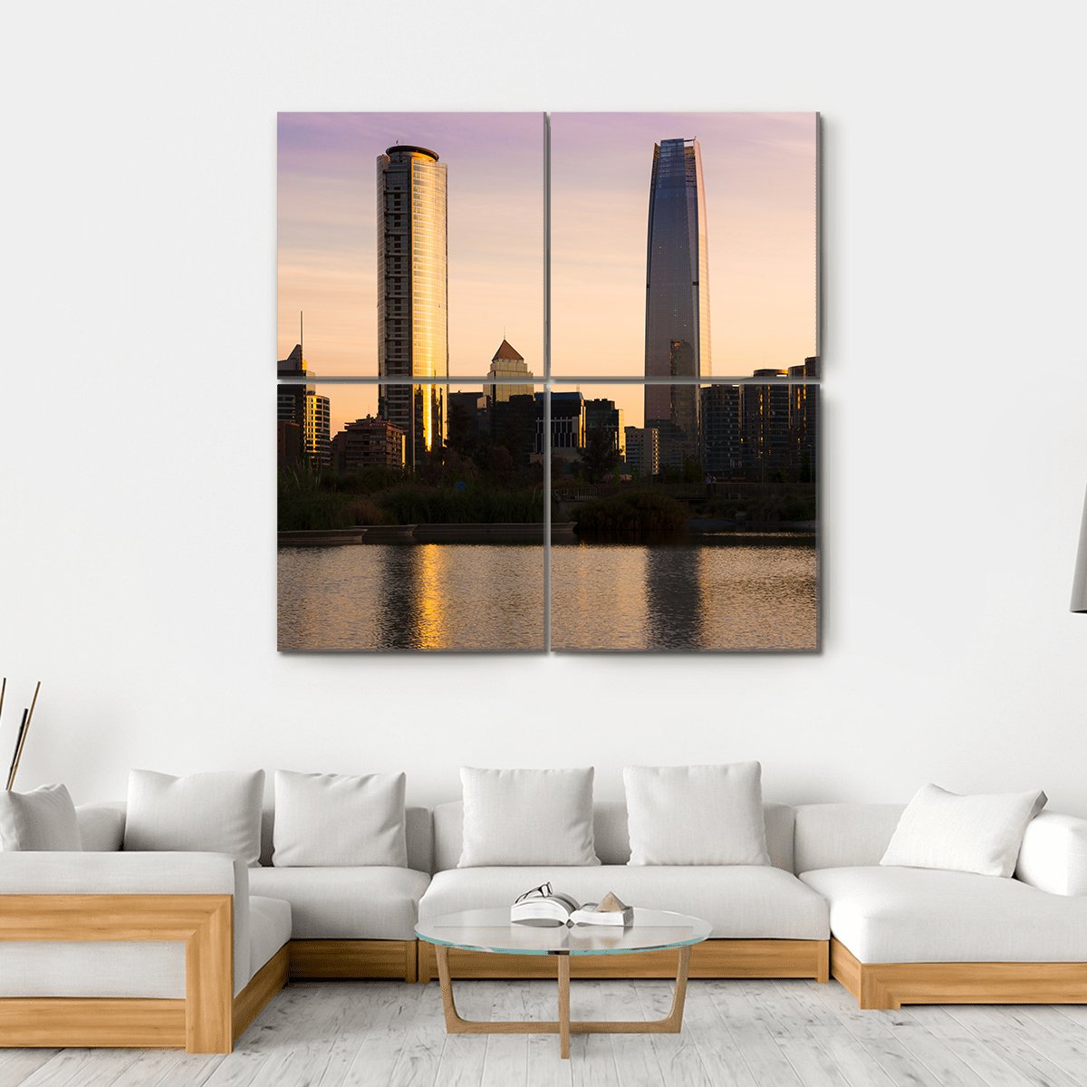 Skyline Of Buildings At Las Condes District Canvas Wall Art-4 Square-Gallery Wrap-17" x 17"-Tiaracle