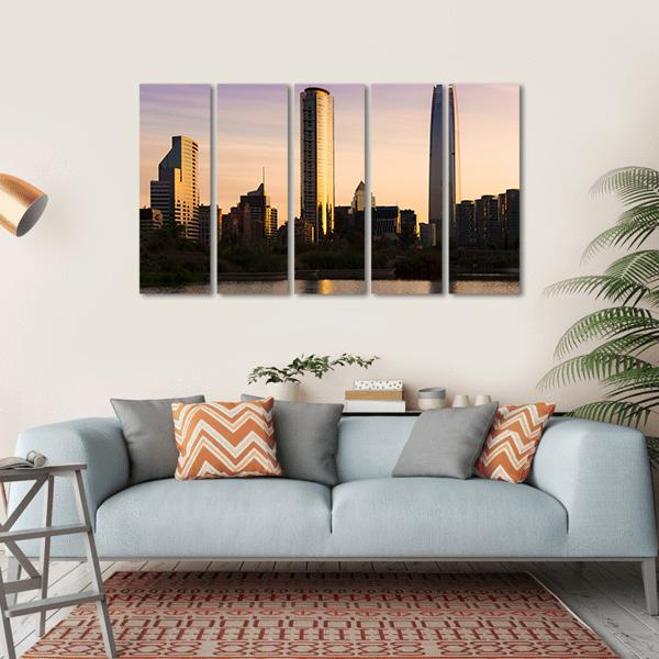 Skyline Of Buildings At Las Condes District Canvas Wall Art-5 Horizontal-Gallery Wrap-22" x 12"-Tiaracle