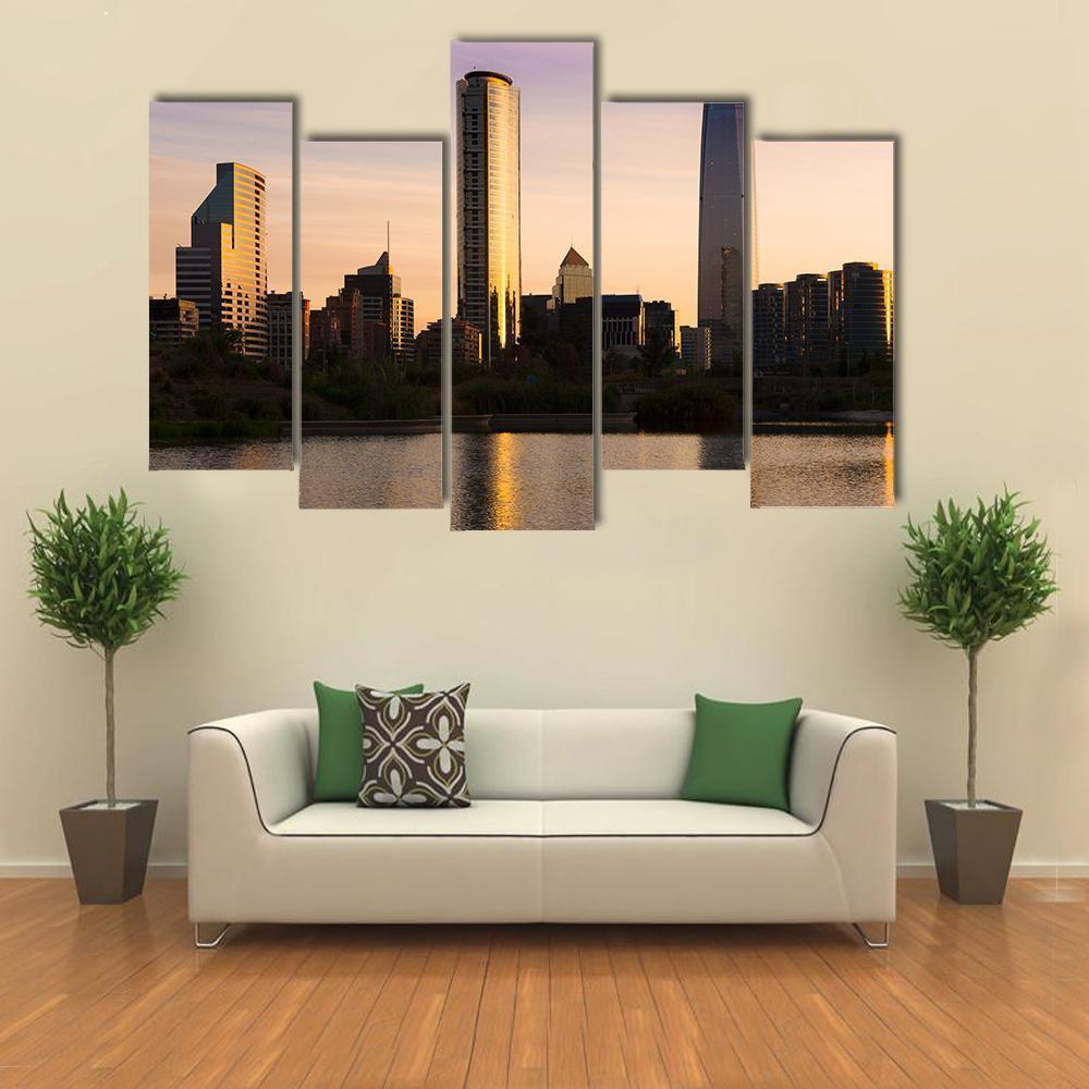 Skyline Of Buildings At Las Condes District Canvas Wall Art-5 Pop-Gallery Wrap-47" x 32"-Tiaracle