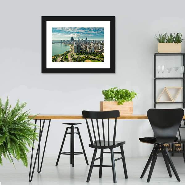Skyline Of Chicago Canvas Wall Art-3 Horizontal-Gallery Wrap-25" x 16"-Tiaracle