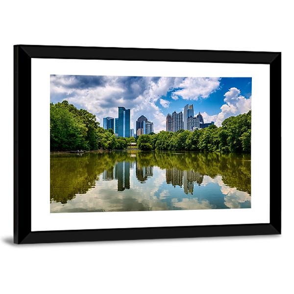 Skyline Of Downtown Atlanta Canvas Wall Art-3 Horizontal-Gallery Wrap-25" x 16"-Tiaracle