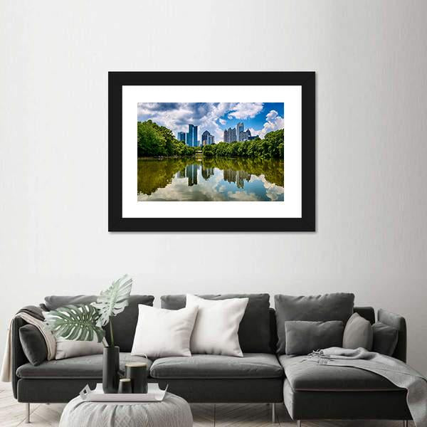 Skyline Of Downtown Atlanta Canvas Wall Art-3 Horizontal-Gallery Wrap-25" x 16"-Tiaracle