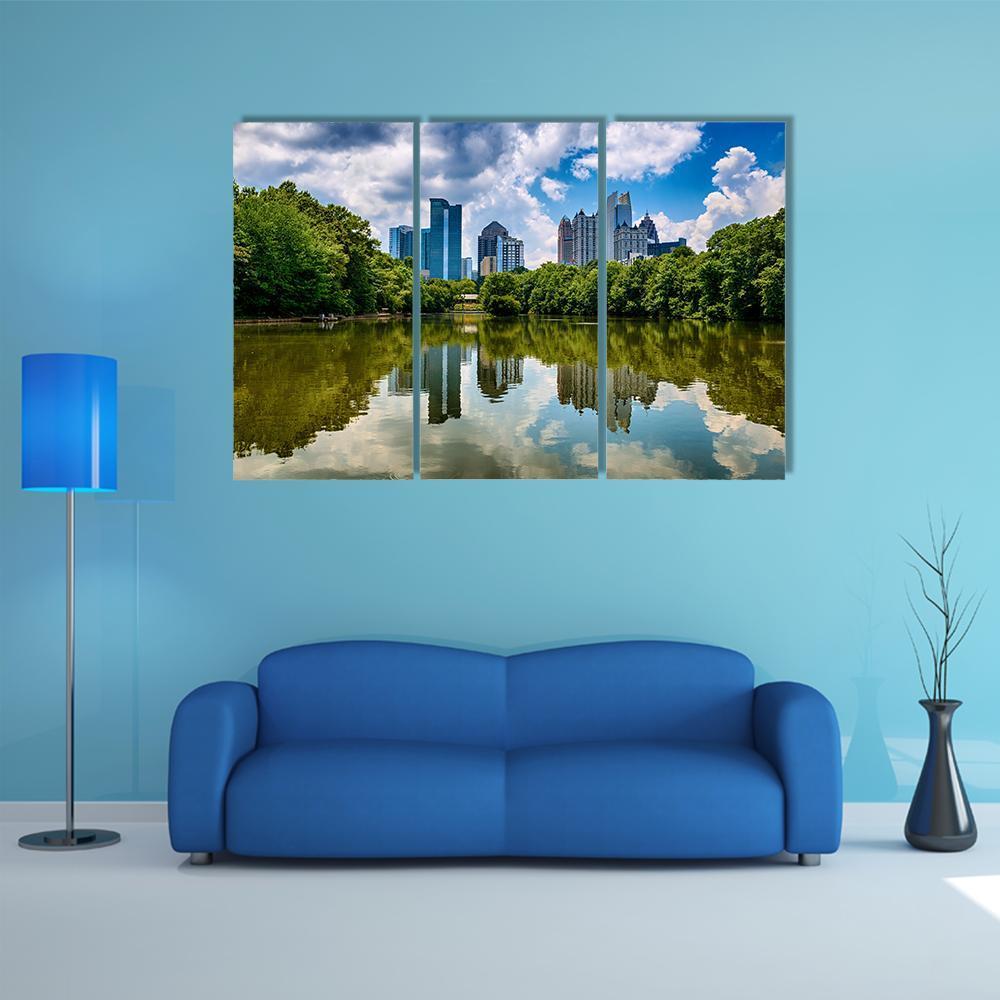 Skyline Of Downtown Atlanta Canvas Wall Art-3 Horizontal-Gallery Wrap-37" x 24"-Tiaracle
