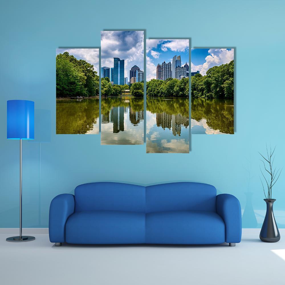 Skyline Of Downtown Atlanta Canvas Wall Art-4 Pop-Gallery Wrap-50" x 32"-Tiaracle