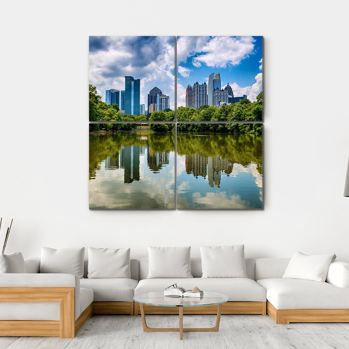 Skyline Of Downtown Atlanta Canvas Wall Art-4 Square-Gallery Wrap-17" x 17"-Tiaracle