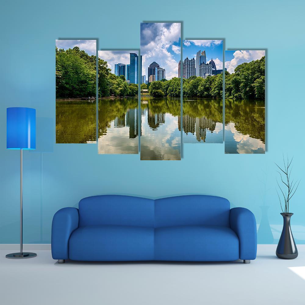 Skyline Of Downtown Atlanta Canvas Wall Art-5 Pop-Gallery Wrap-47" x 32"-Tiaracle