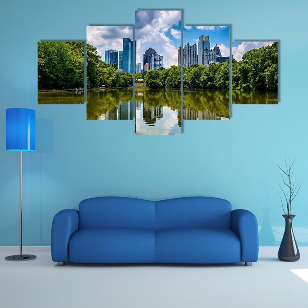 Skyline Of Downtown Atlanta Canvas Wall Art-5 Star-Gallery Wrap-62" x 32"-Tiaracle