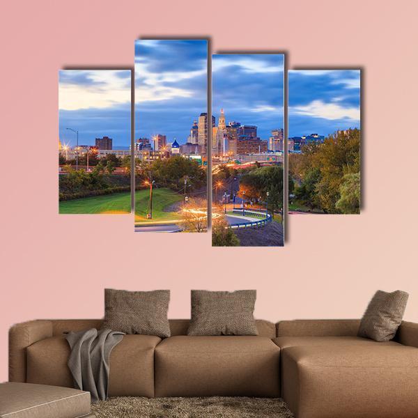 Skyline Of Downtown Hartford Canvas Wall Art-4 Pop-Gallery Wrap-50" x 32"-Tiaracle