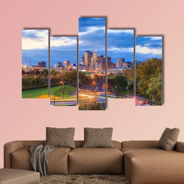 Skyline Of Downtown Hartford Canvas Wall Art-5 Pop-Gallery Wrap-47" x 32"-Tiaracle
