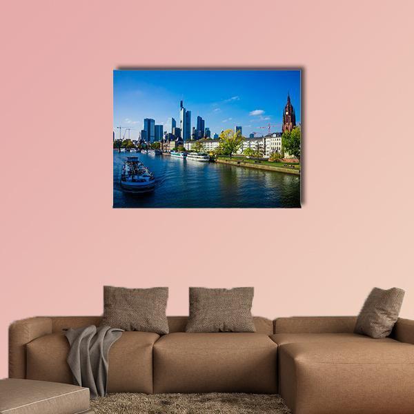 Skyline Of Frankfurt Canvas Wall Art-1 Piece-Gallery Wrap-48" x 32"-Tiaracle
