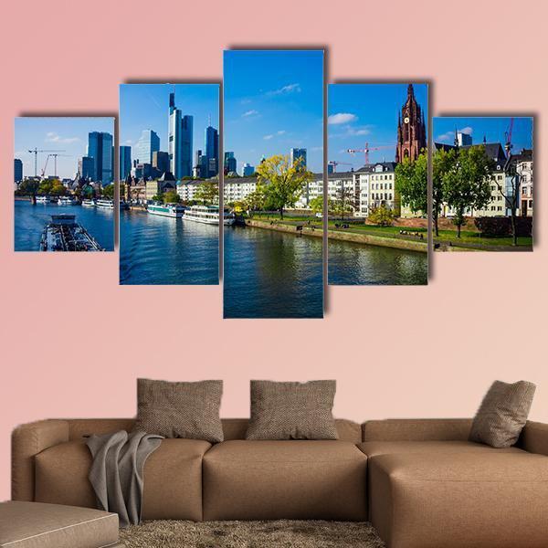 Skyline Of Frankfurt Canvas Wall Art-5 Star-Gallery Wrap-62" x 32"-Tiaracle