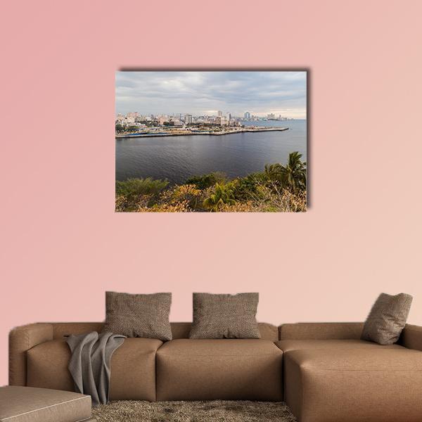 Skyline Of Havana Cuba Canvas Wall Art-5 Pop-Gallery Wrap-47" x 32"-Tiaracle