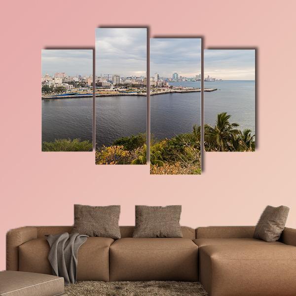 Skyline Of Havana Cuba Canvas Wall Art-4 Pop-Gallery Wrap-50&quot; x 32&quot;-Tiaracle