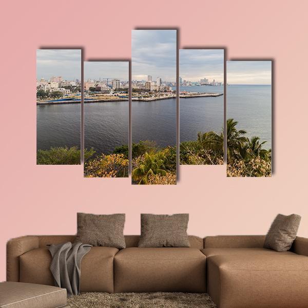 Skyline Of Havana Cuba Canvas Wall Art-5 Pop-Gallery Wrap-47" x 32"-Tiaracle
