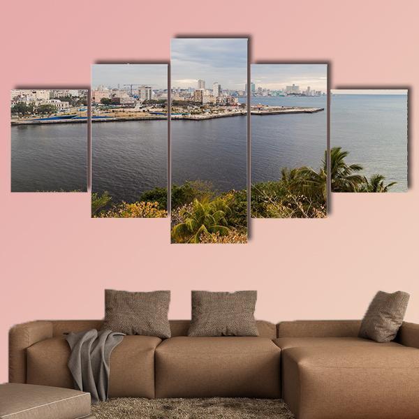 Skyline Of Havana Cuba Canvas Wall Art-5 Star-Gallery Wrap-62&quot; x 32&quot;-Tiaracle
