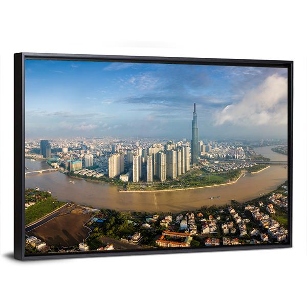 Skyline Of Ho Chi Minh Canvas Wall Art-3 Horizontal-Gallery Wrap-25" x 16"-Tiaracle