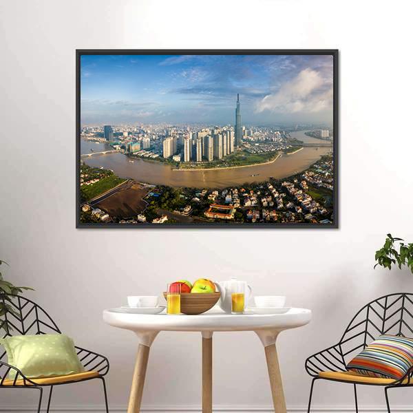 Skyline Of Ho Chi Minh Canvas Wall Art-3 Horizontal-Gallery Wrap-25" x 16"-Tiaracle