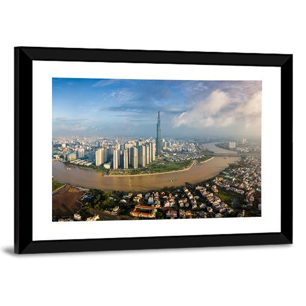 Skyline Of Ho Chi Minh Canvas Wall Art-3 Horizontal-Gallery Wrap-25" x 16"-Tiaracle