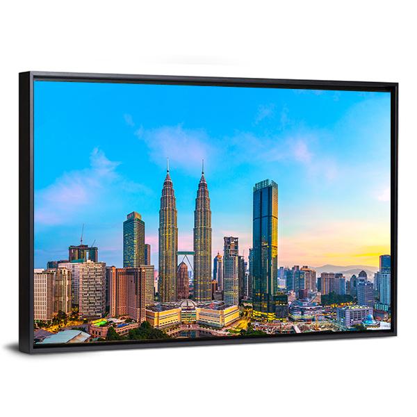 Skyline Of Kuala Lumpur Canvas Wall Art-3 Horizontal-Gallery Wrap-25" x 16"-Tiaracle