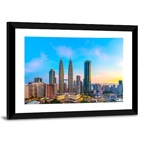 Skyline Of Kuala Lumpur Canvas Wall Art-3 Horizontal-Gallery Wrap-25" x 16"-Tiaracle