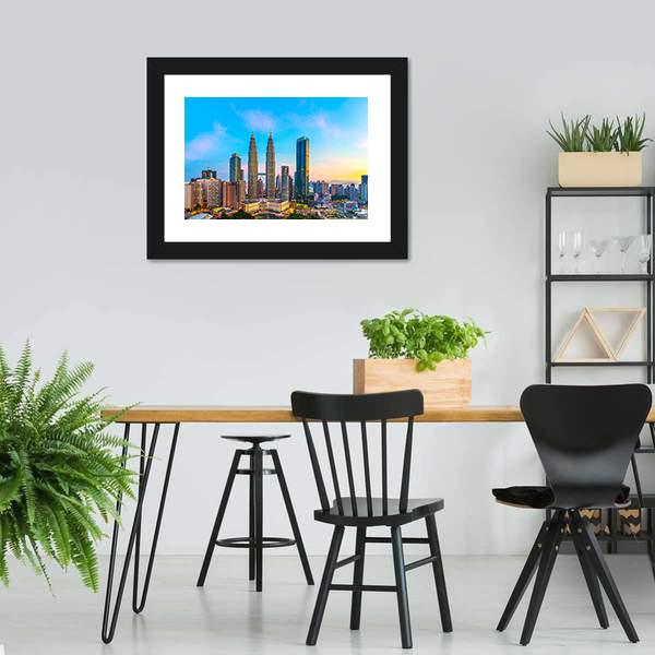Skyline Of Kuala Lumpur Canvas Wall Art-3 Horizontal-Gallery Wrap-25" x 16"-Tiaracle