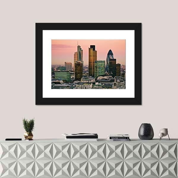 Skyline Of London Canvas Wall Art-1 Piece-Framed Print-20" x 16"-Tiaracle