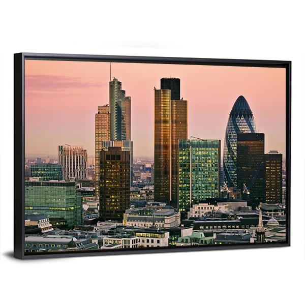 Skyline Of London Canvas Wall Art-3 Horizontal-Gallery Wrap-25" x 16"-Tiaracle