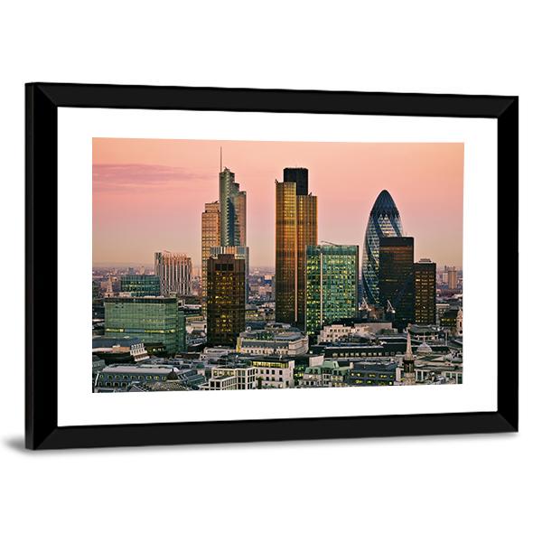 Skyline Of London Canvas Wall Art-3 Horizontal-Gallery Wrap-25" x 16"-Tiaracle