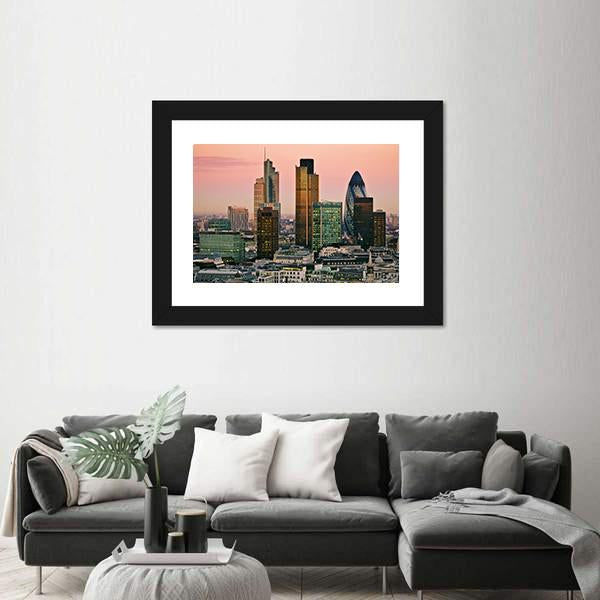 Skyline Of London Canvas Wall Art-3 Horizontal-Gallery Wrap-25" x 16"-Tiaracle