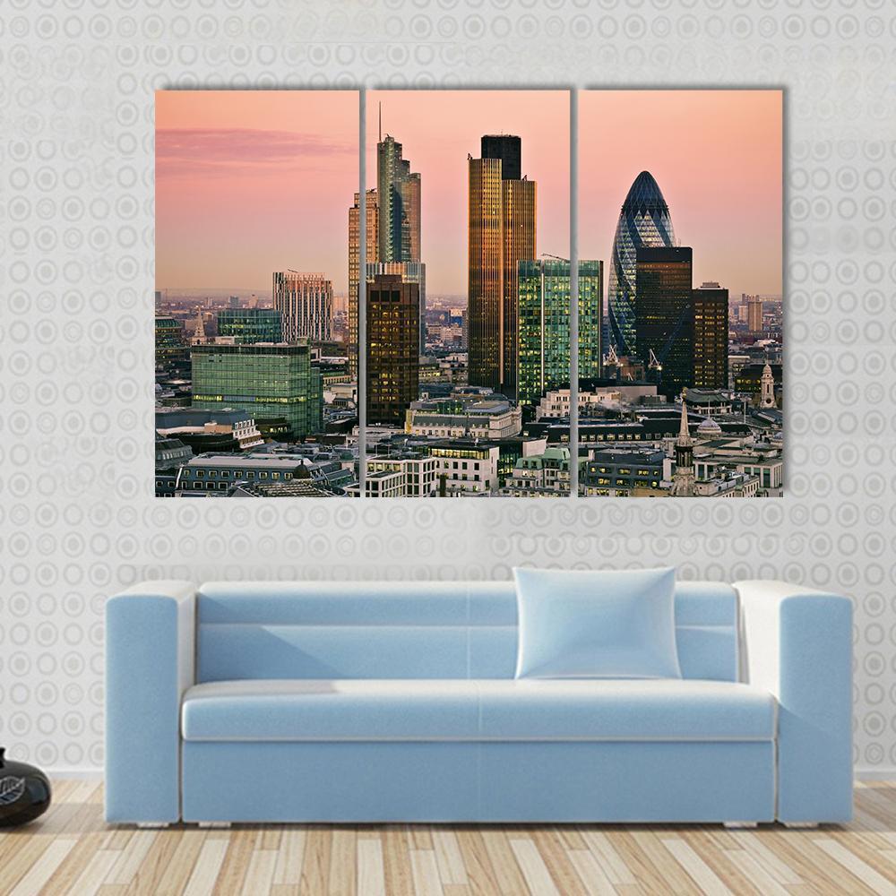 Skyline Of London Canvas Wall Art-3 Horizontal-Gallery Wrap-37" x 24"-Tiaracle