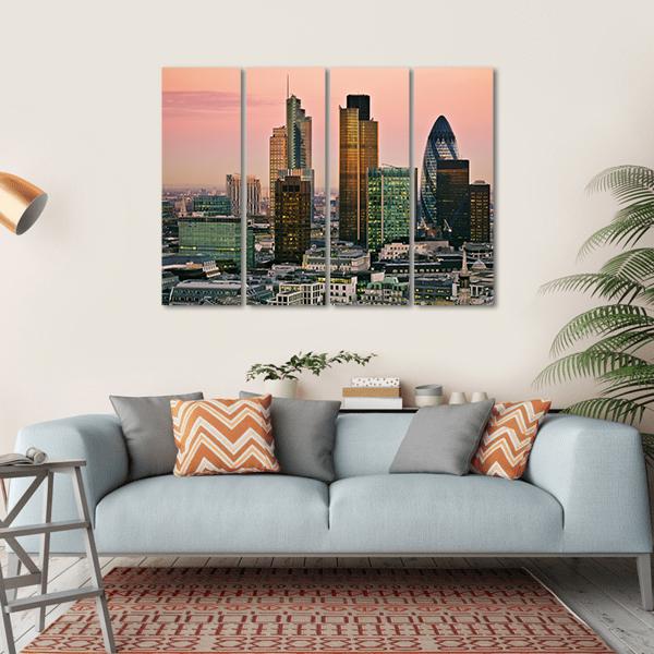 Skyline Of London Canvas Wall Art-4 Horizontal-Gallery Wrap-34" x 24"-Tiaracle