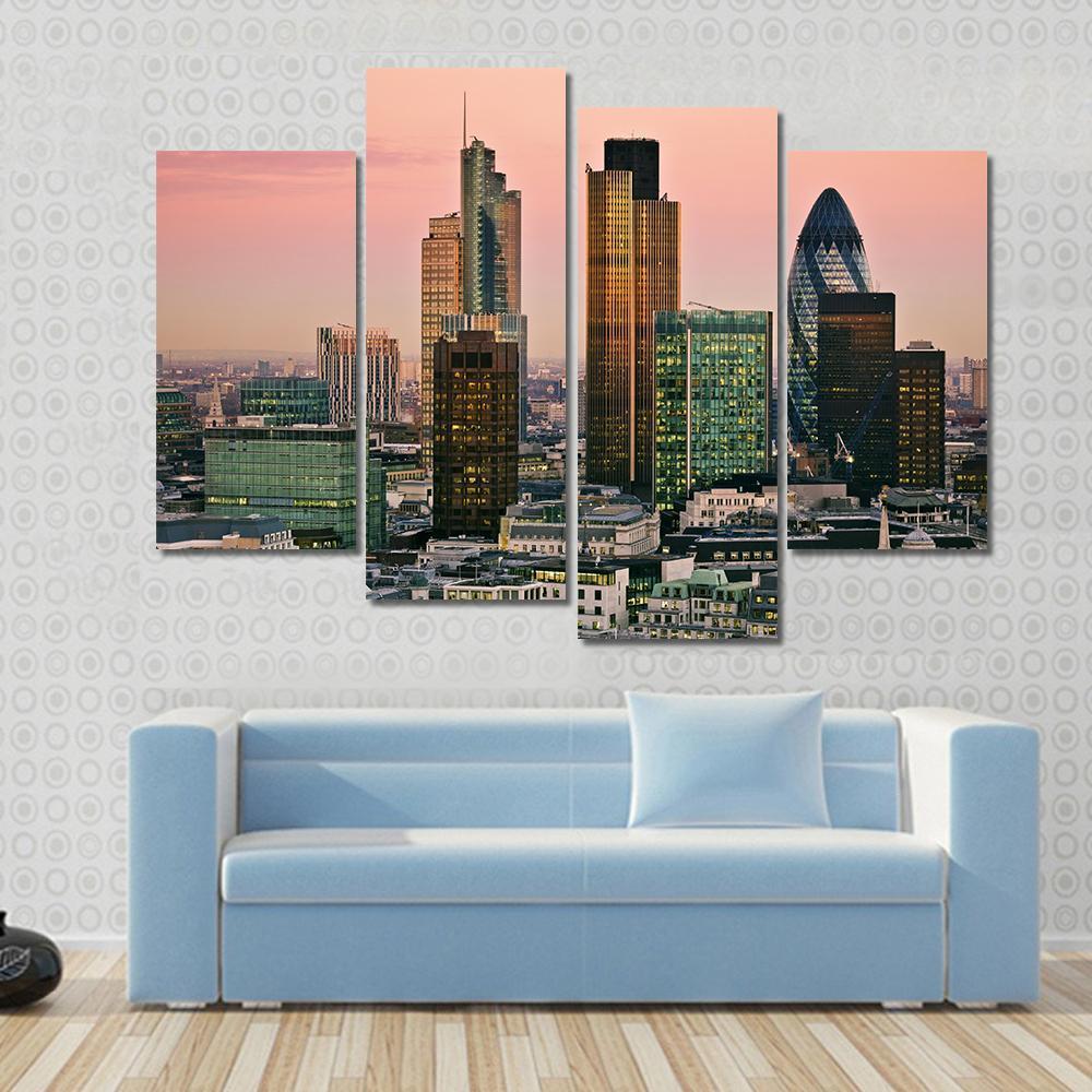 Skyline Of London Canvas Wall Art-4 Pop-Gallery Wrap-50" x 32"-Tiaracle