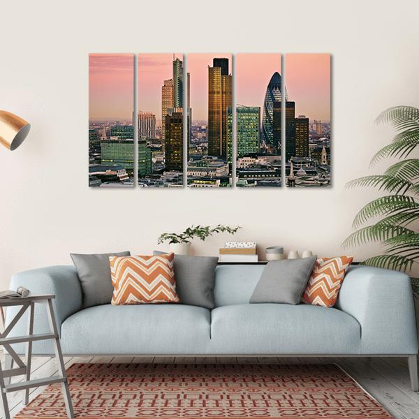 Skyline Of London Canvas Wall Art-5 Horizontal-Gallery Wrap-22" x 12"-Tiaracle