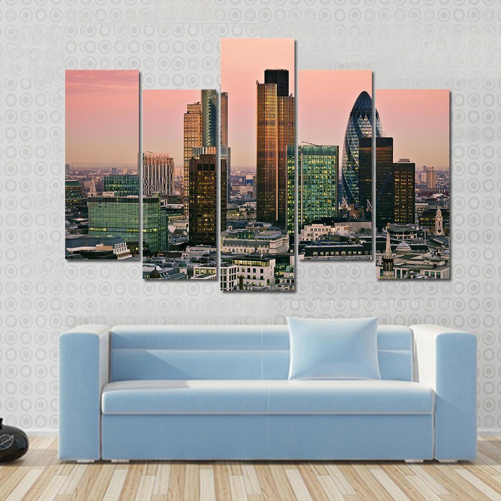 Skyline Of London Canvas Wall Art-5 Pop-Gallery Wrap-47" x 32"-Tiaracle