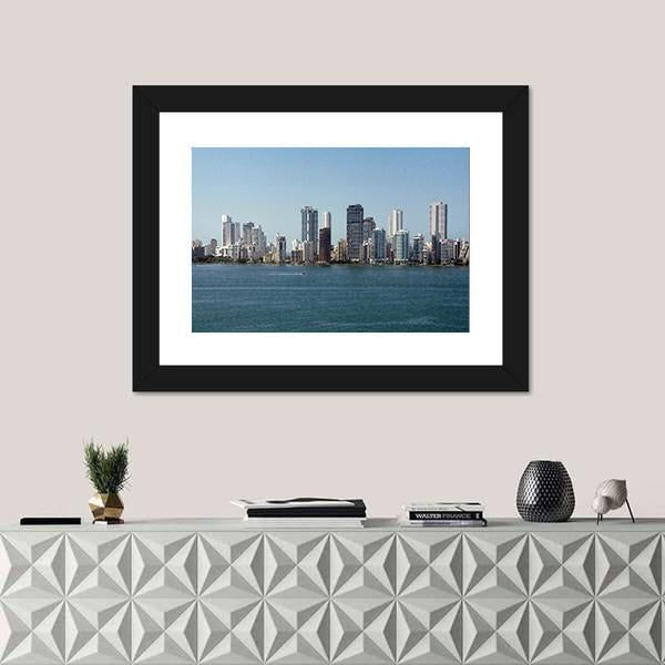 Skyline Of New City Of Cartagena Canvas Wall Art-1 Piece-Framed Print-20" x 16"-Tiaracle