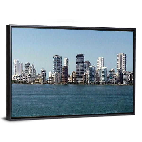Skyline Of New City Of Cartagena Canvas Wall Art-3 Horizontal-Gallery Wrap-25" x 16"-Tiaracle