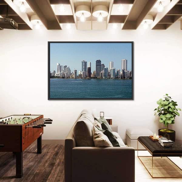 Skyline Of New City Of Cartagena Canvas Wall Art-3 Horizontal-Gallery Wrap-25" x 16"-Tiaracle