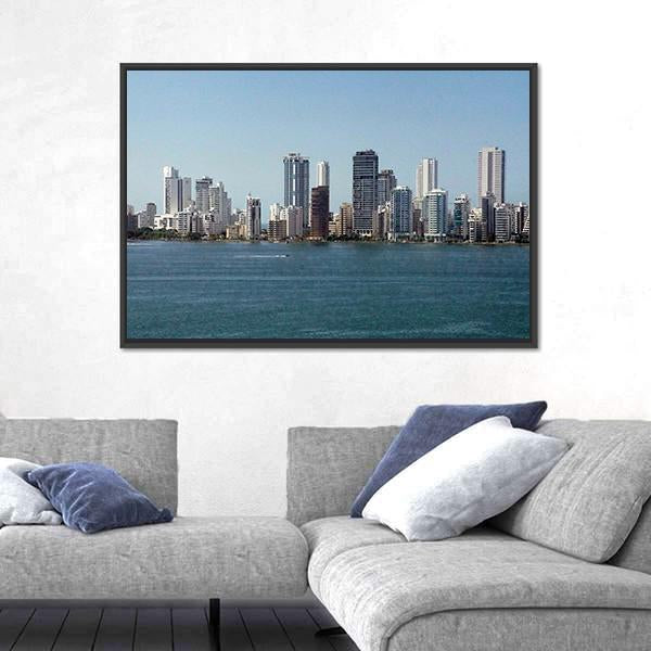 Skyline Of New City Of Cartagena Canvas Wall Art-3 Horizontal-Gallery Wrap-25" x 16"-Tiaracle