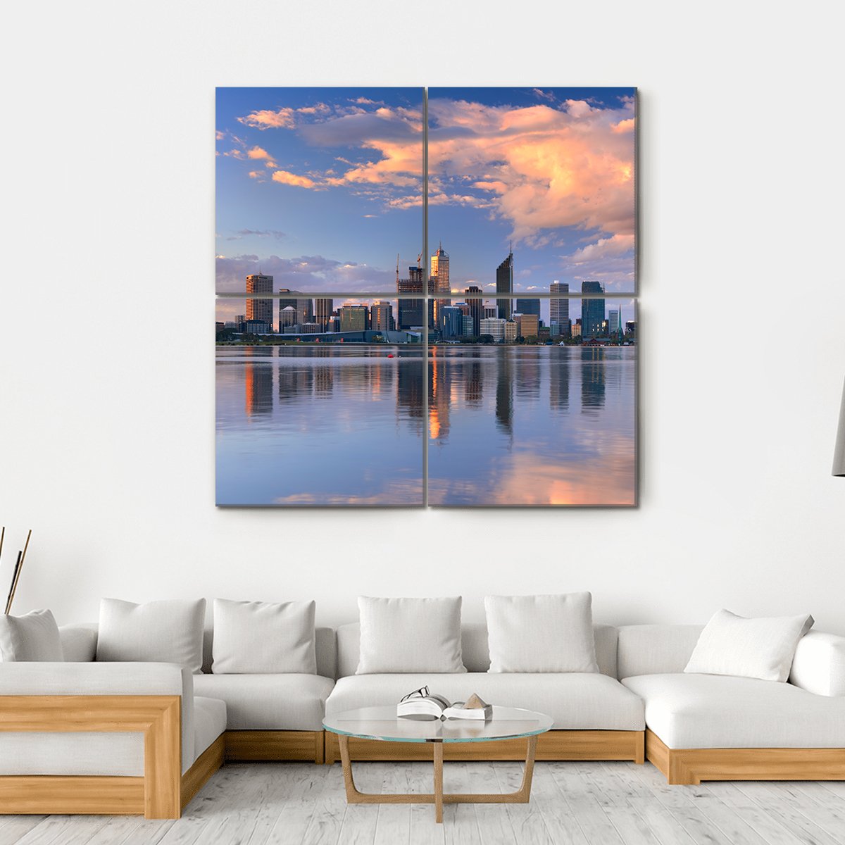 Skyline Of Perth Canvas Wall Art-4 Square-Gallery Wrap-17" x 17"-Tiaracle