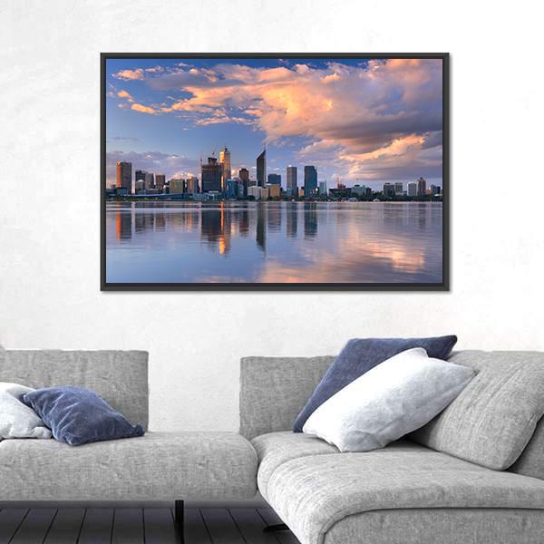 Skyline Of Perth Canvas Wall Art-3 Horizontal-Gallery Wrap-25" x 16"-Tiaracle