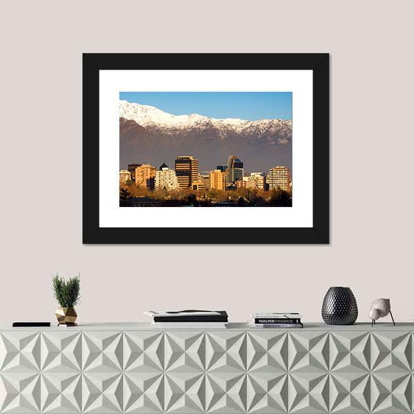 Skyline Of Providencia District In Santiago De Chile Canvas Wall Art-1 Piece-Framed Print-20" x 16"-Tiaracle