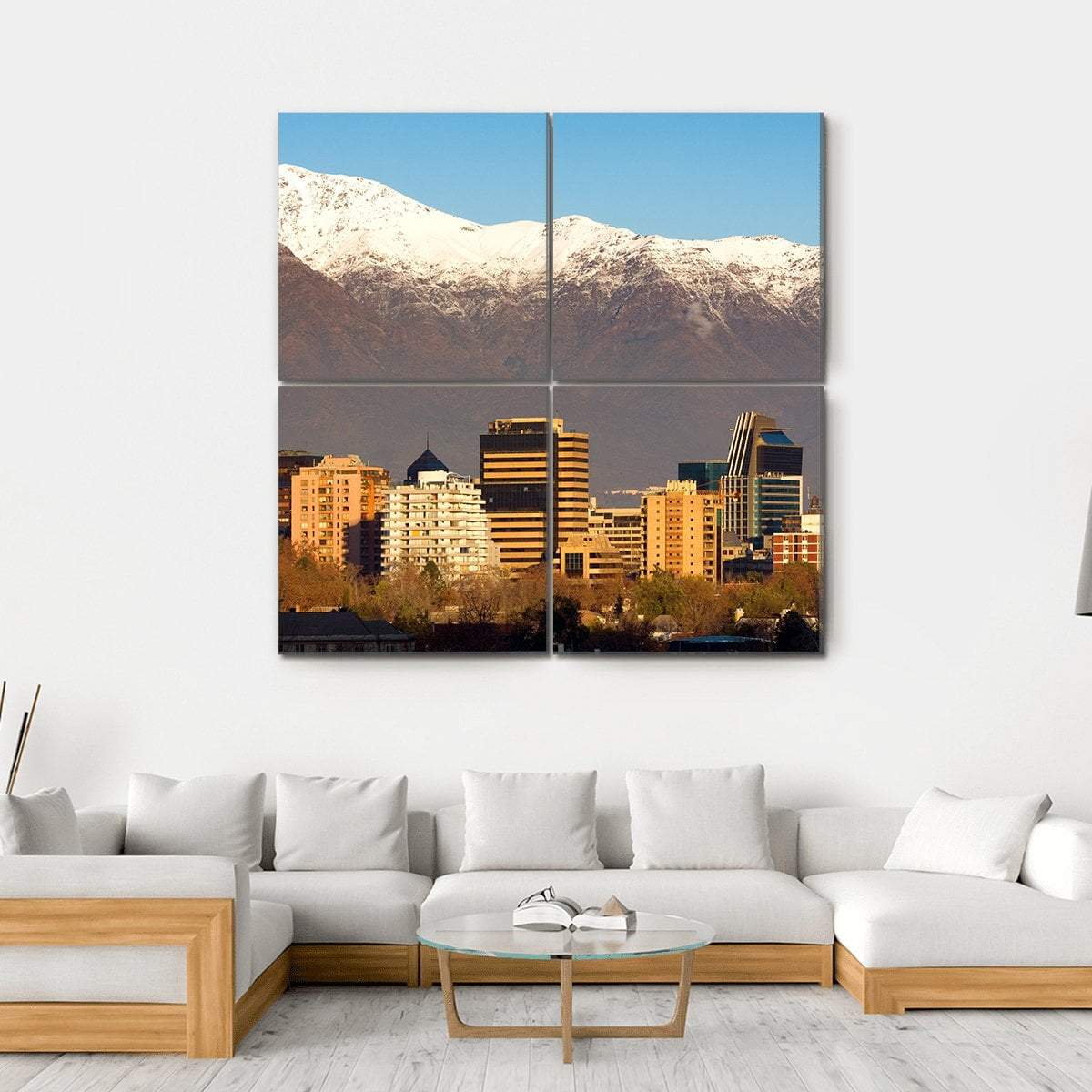 Skyline Of Providencia District In Santiago De Chile Canvas Wall Art-4 Square-Gallery Wrap-17" x 17"-Tiaracle