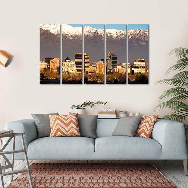 Skyline Of Providencia District In Santiago De Chile Canvas Wall Art-5 Horizontal-Gallery Wrap-22" x 12"-Tiaracle